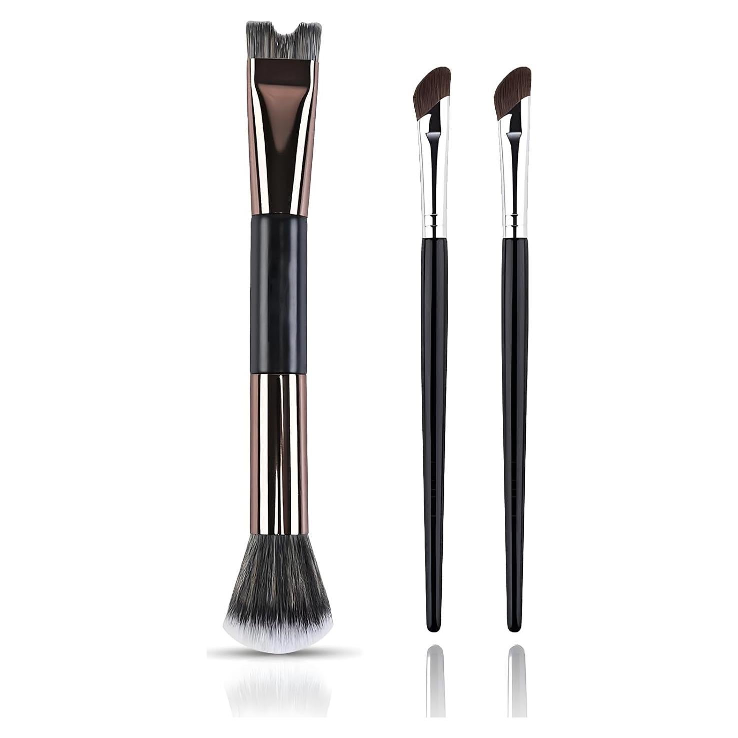 Brocha de Contorno de Nariz Maange 3 Piezas Doble Cabeza