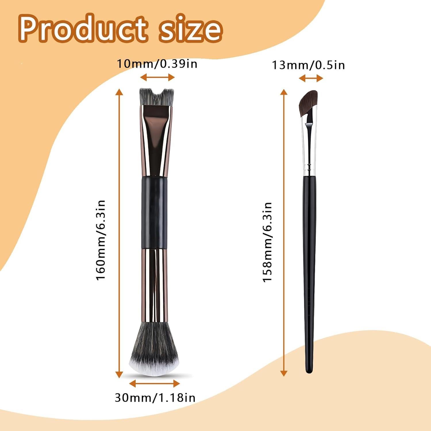 Brocha de Contorno de Nariz Maange 3 Piezas Doble Cabeza