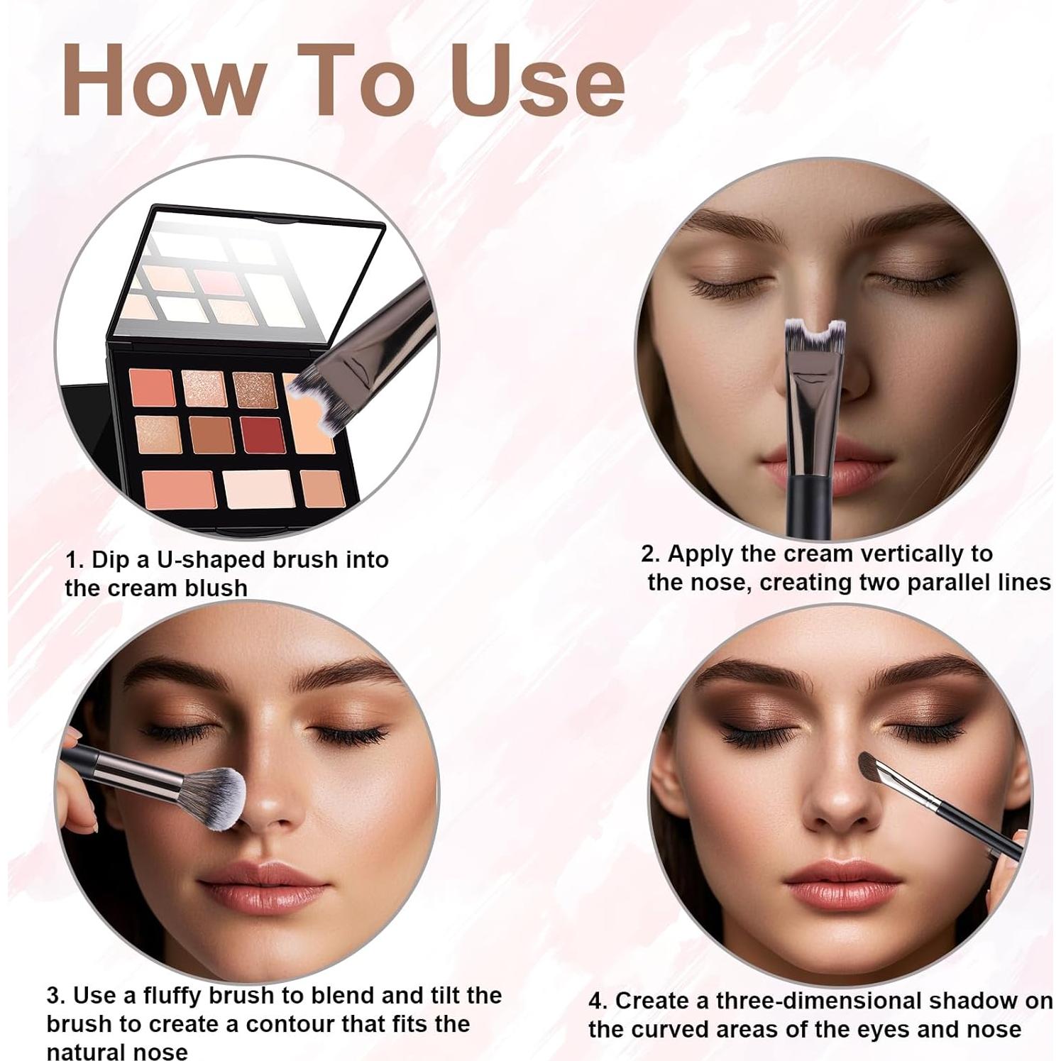 Juego de 2 brochas contorno nariz Lyreh - Fibras sintéticas