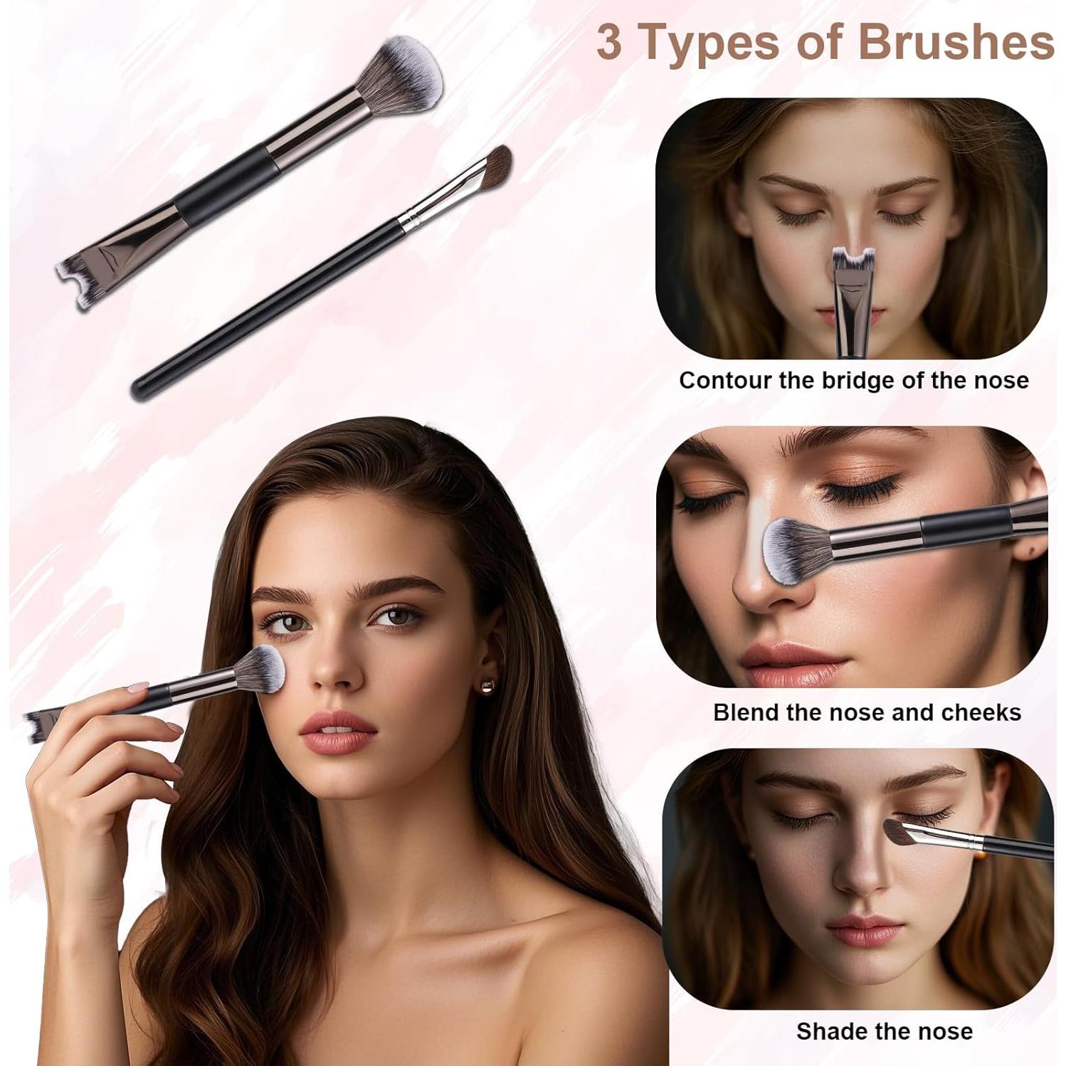 Juego de 2 brochas contorno nariz Lyreh - Fibras sintéticas