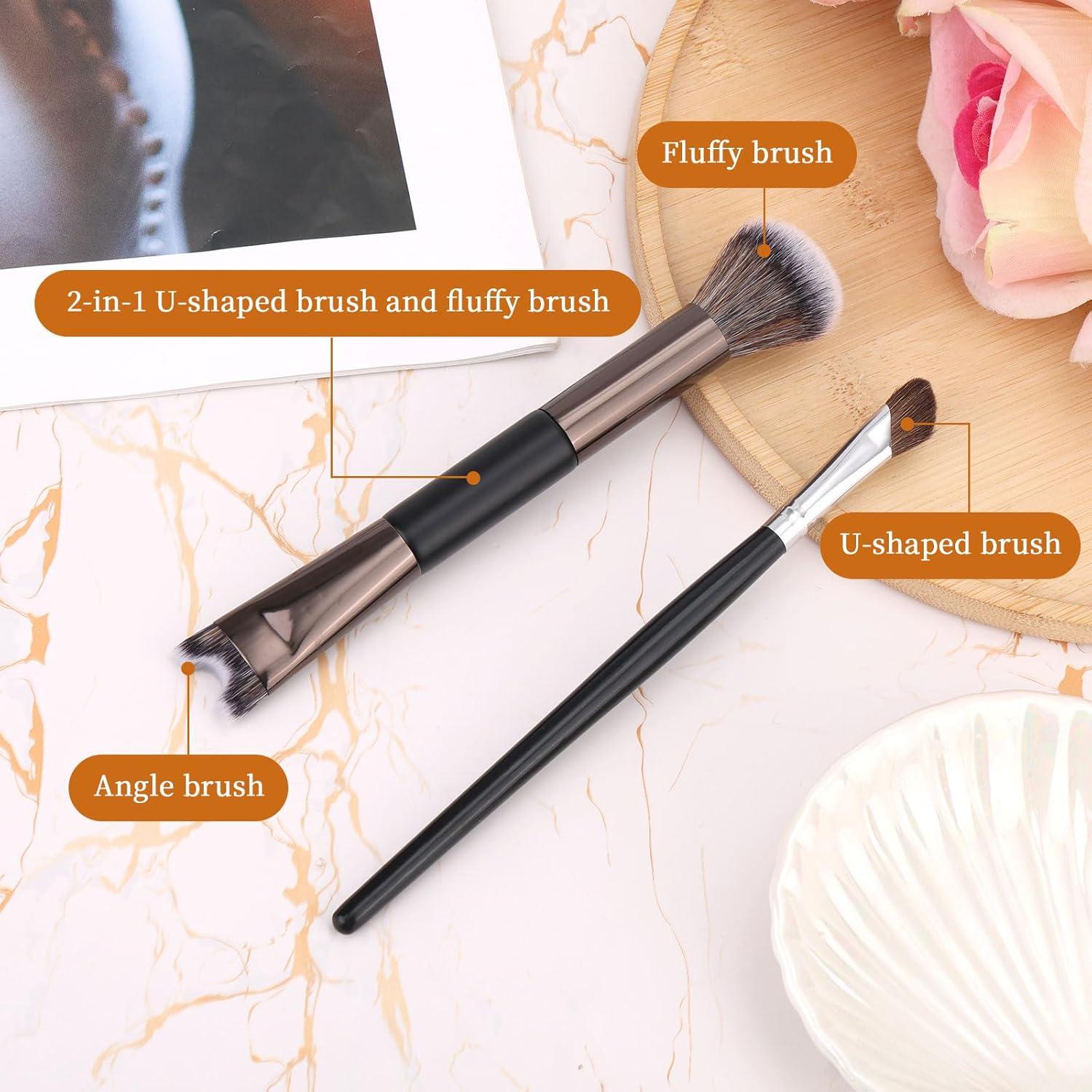 Juego de 2 brochas contorno nariz BOXOB 16 cm esponjadas