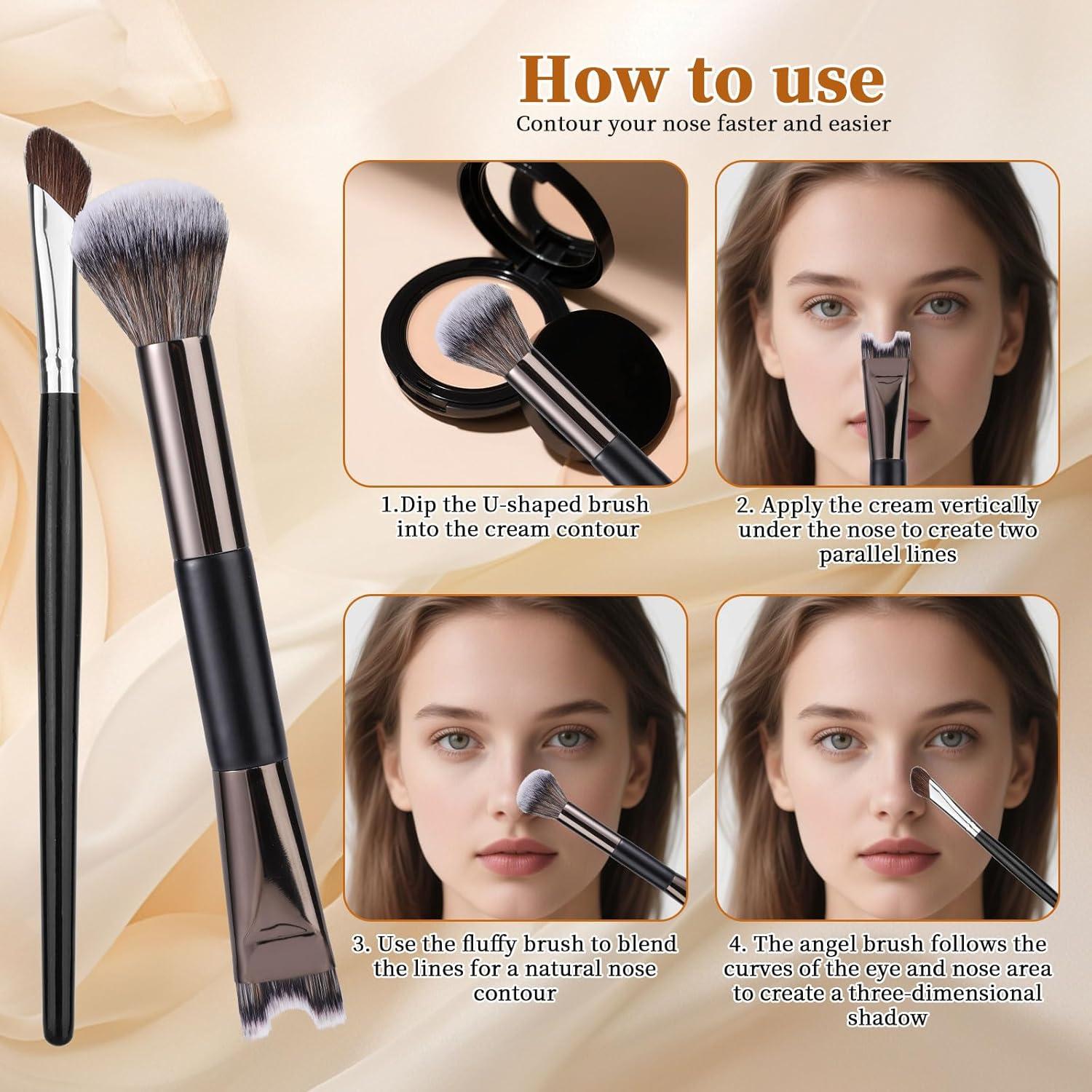 Juego de 2 brochas contorno nariz BOXOB 16 cm esponjadas