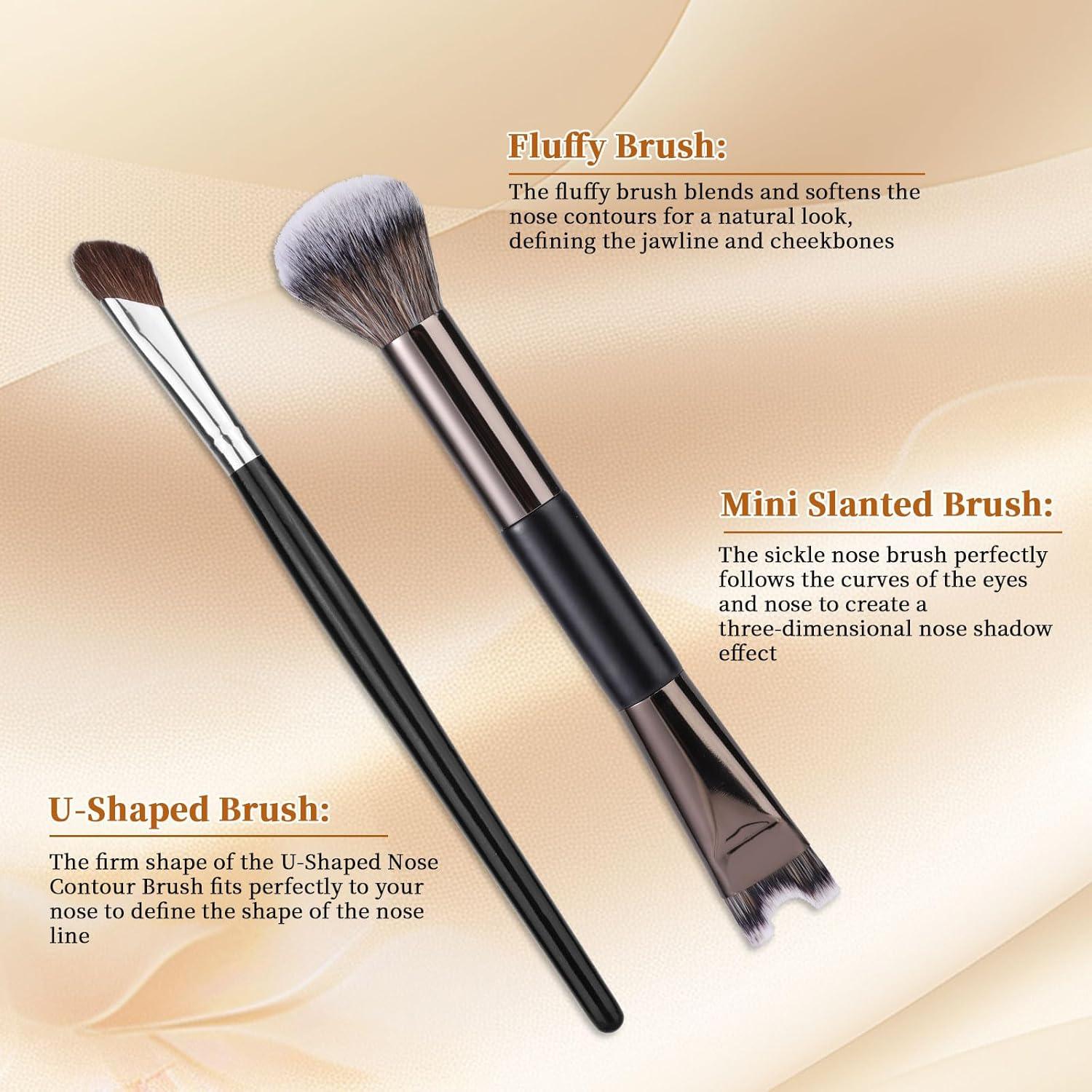 Juego de 2 brochas contorno nariz BOXOB 16 cm esponjadas