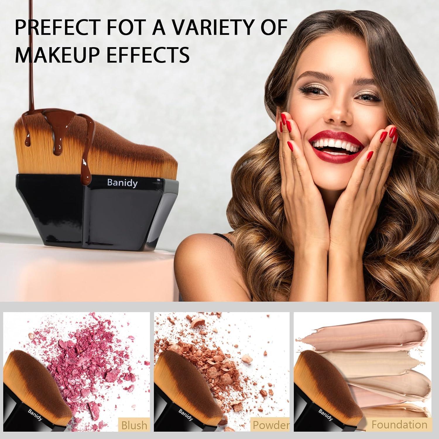 Brocha de Base Premium Banidy Hexagonal Negra 8,71x5,79cm