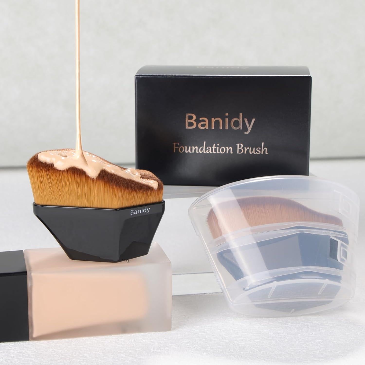 Brocha de Base Premium Banidy Hexagonal Negra 8,71x5,79cm