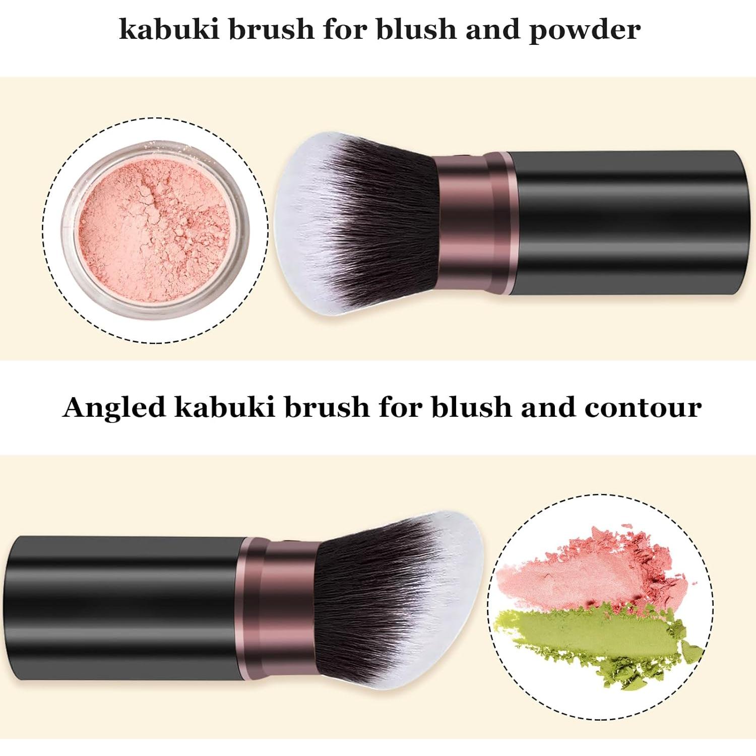 Brochas de Maquillaje Kabuki Retráctiles Keriloo - 2 Piezas
