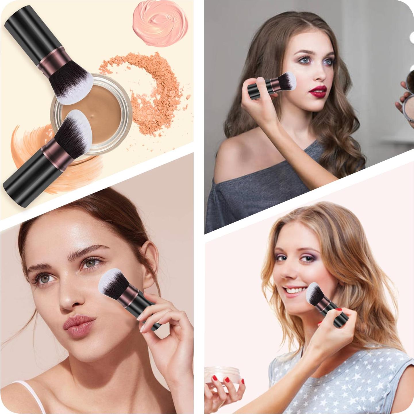 Brochas de Maquillaje Kabuki Retráctiles Keriloo - 2 Piezas