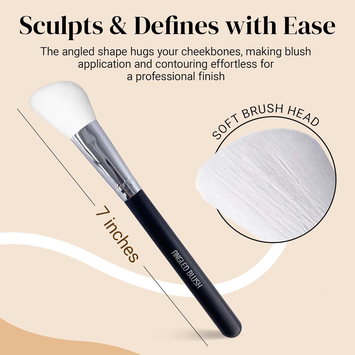 Brocha de Rubor en Ángulo Keshima 18,29x2,11cm - Contorno y Bronceador