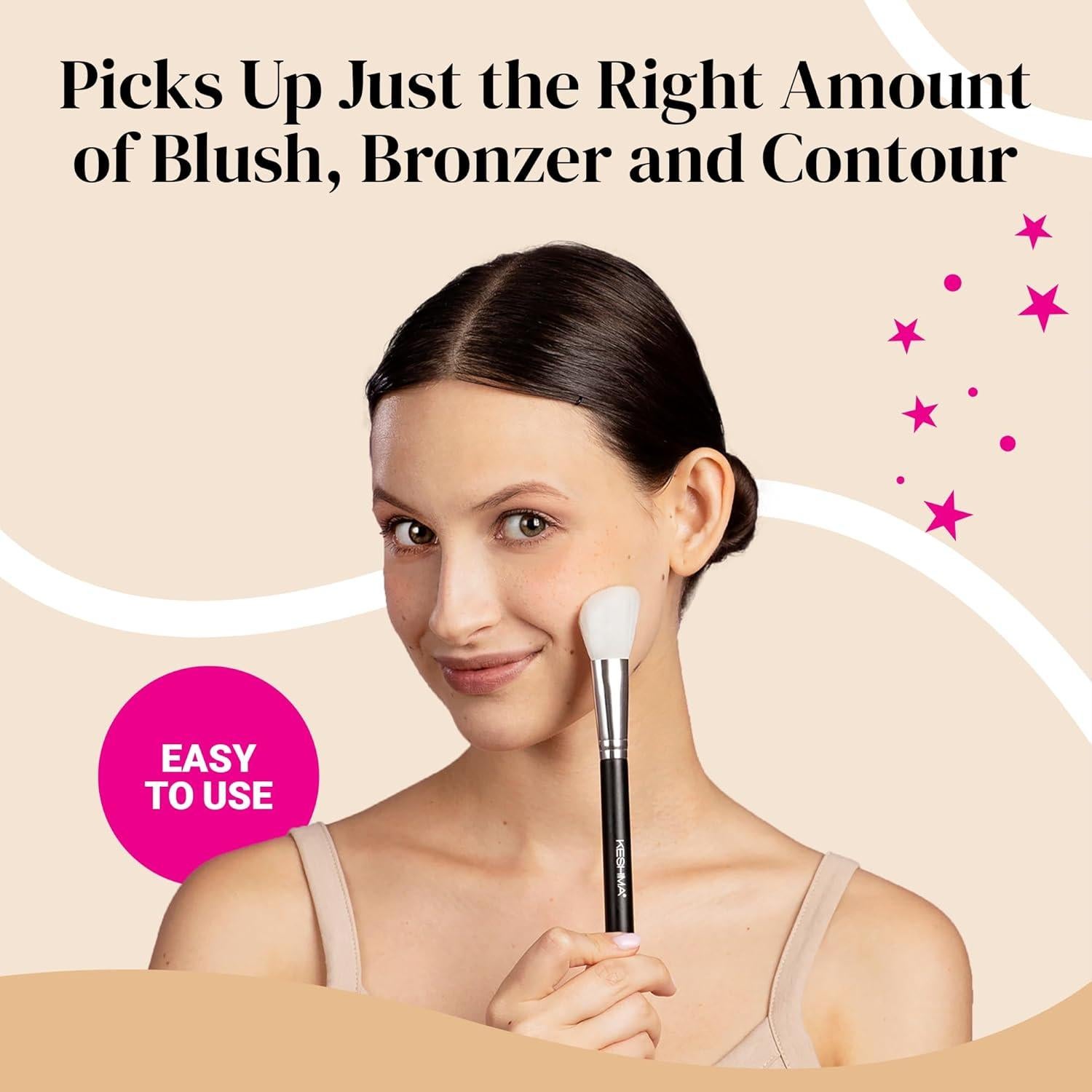 Brocha de Rubor en Ángulo Keshima 18,29x2,11cm - Contorno y Bronceador