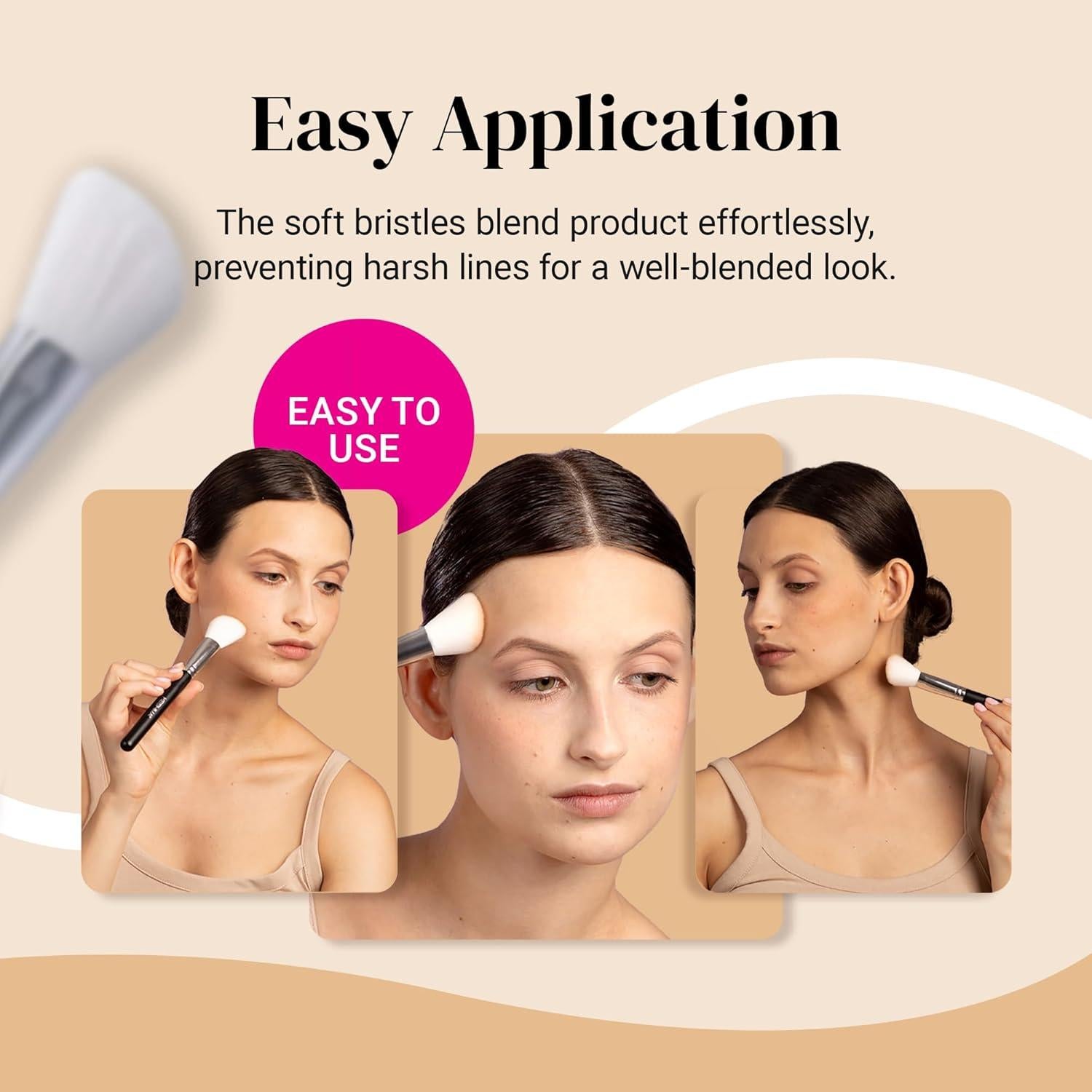 Brocha de Rubor en Ángulo Keshima 18,29x2,11cm - Contorno y Bronceador