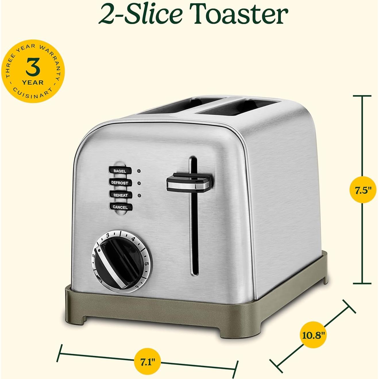 Tostadora Cuisinart CPT-160 de 2 Rebanadas Acero Inoxidable