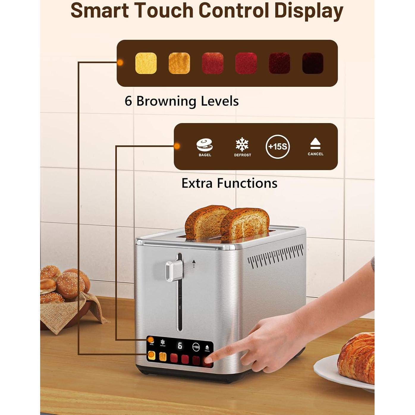 Tostadora Táctil KEENSTAR 2 Rebanadas Acero Inoxidable 900W