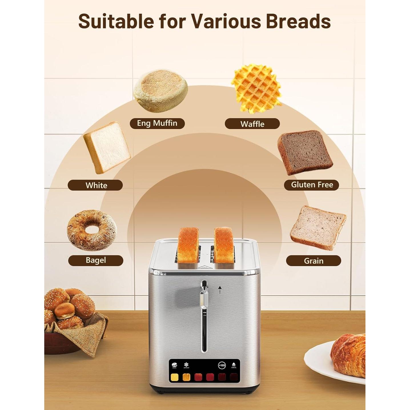 Tostadora Táctil KEENSTAR 2 Rebanadas Acero Inoxidable 900W