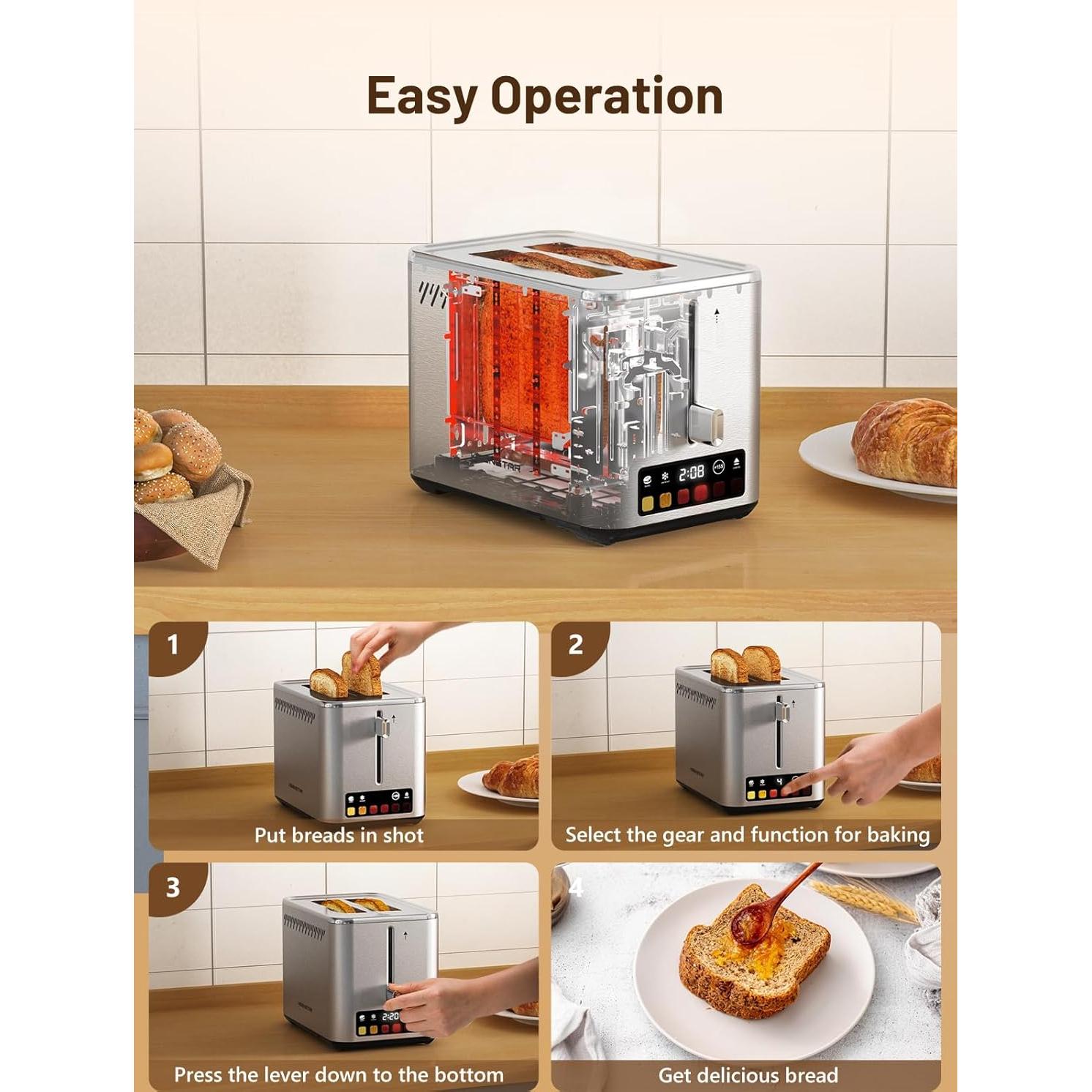 Tostadora Táctil KEENSTAR 2 Rebanadas Acero Inoxidable 900W