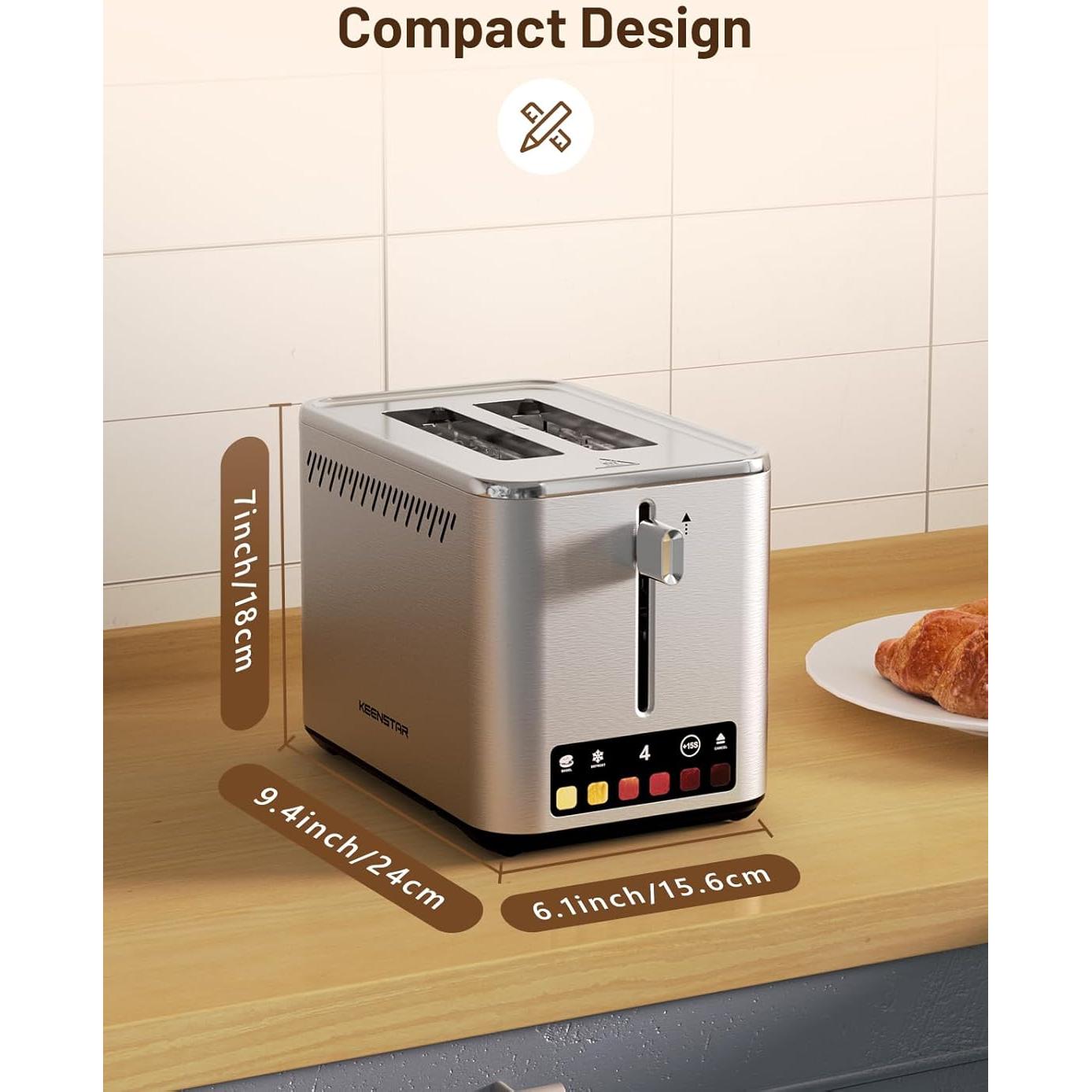 Tostadora Táctil KEENSTAR 2 Rebanadas Acero Inoxidable 900W