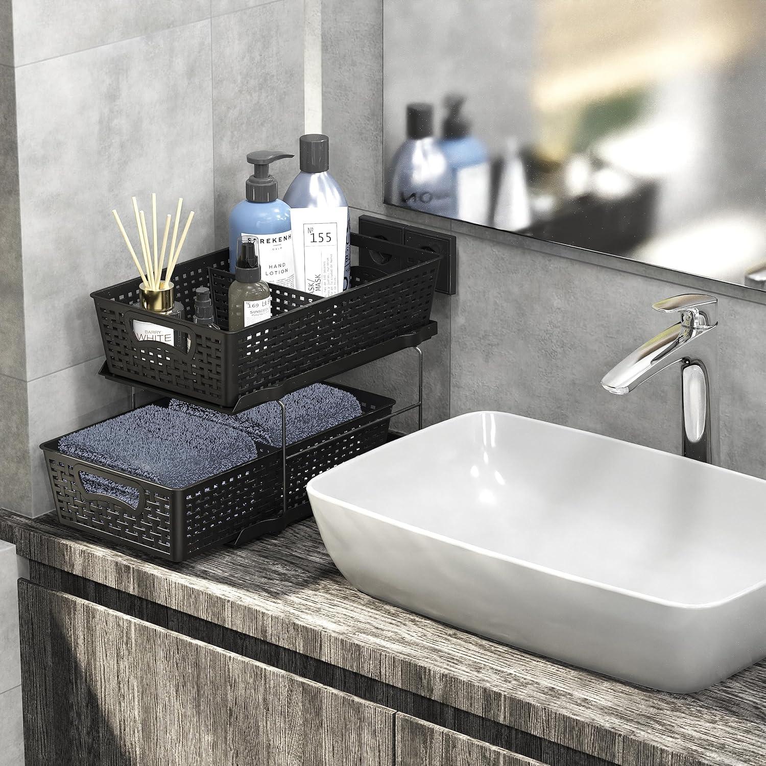 Organizador de Baño Simple Houseware 2 Niveles Negro