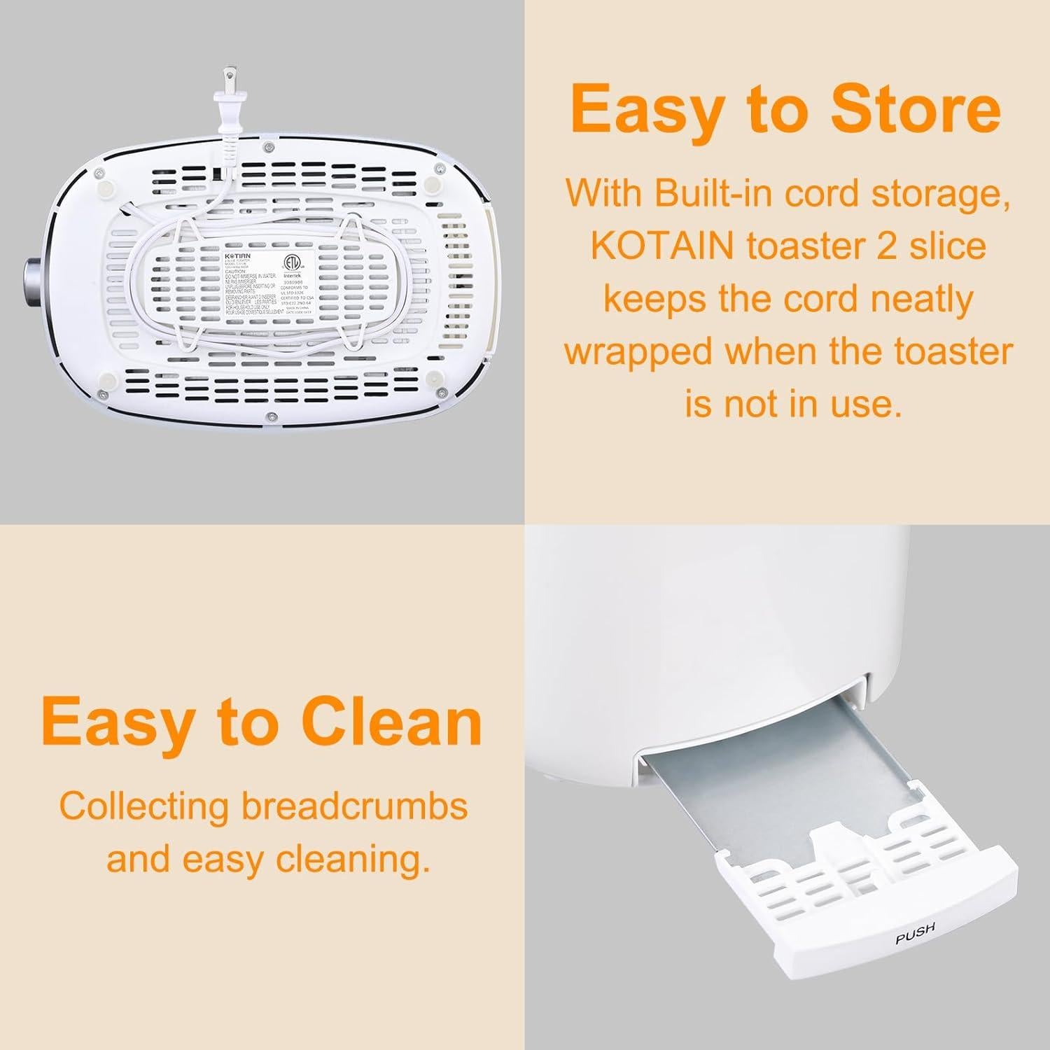 Tostadora Retro KOTIAN 2 Rebanadas Acero Inoxidable Blanca