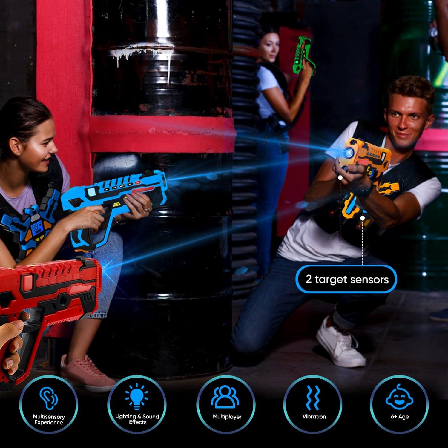 Juego de Laser Tag KIZJORYA Set de 4 con Chalecos y LCD