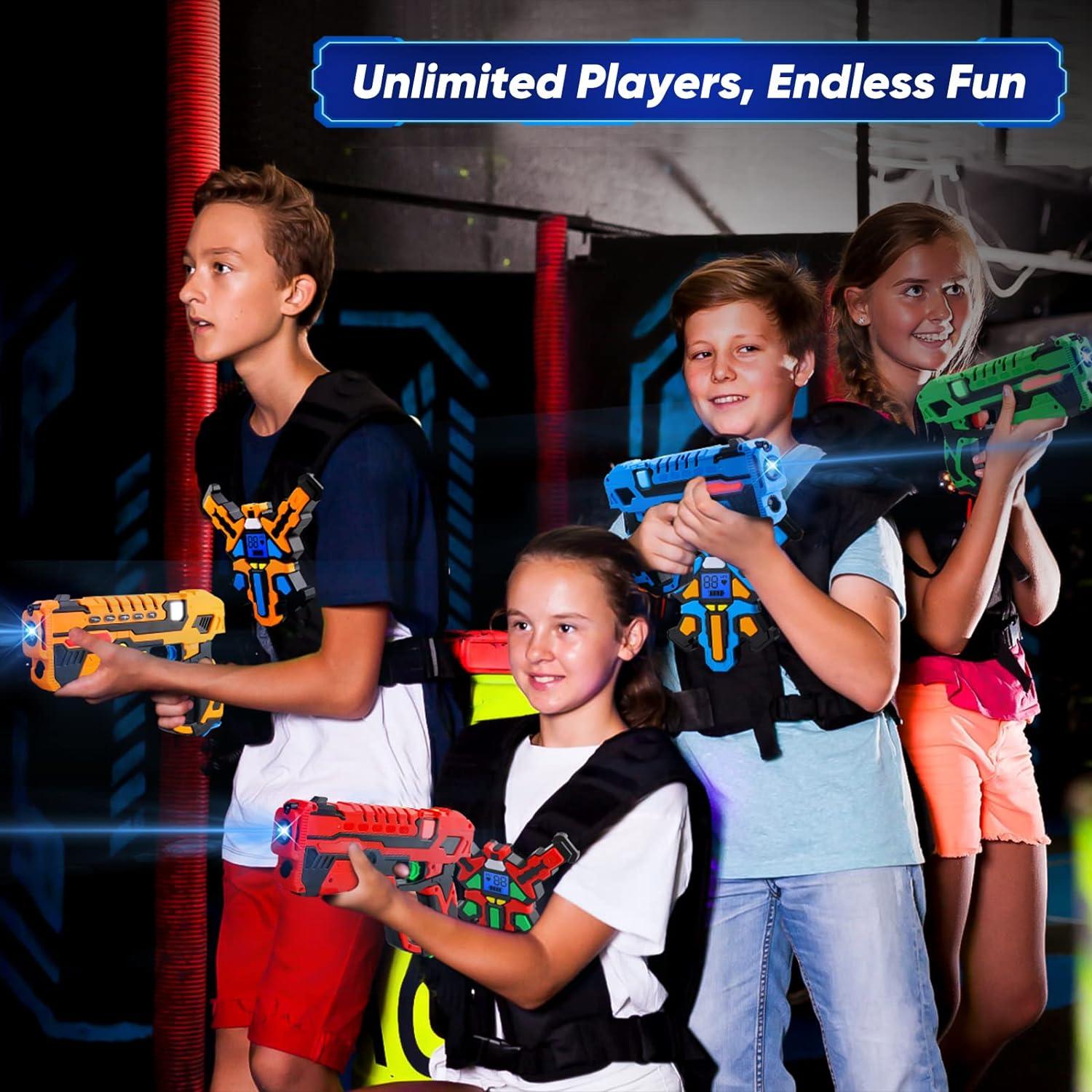 Juego de Laser Tag KIZJORYA Set de 4 con Chalecos y LCD