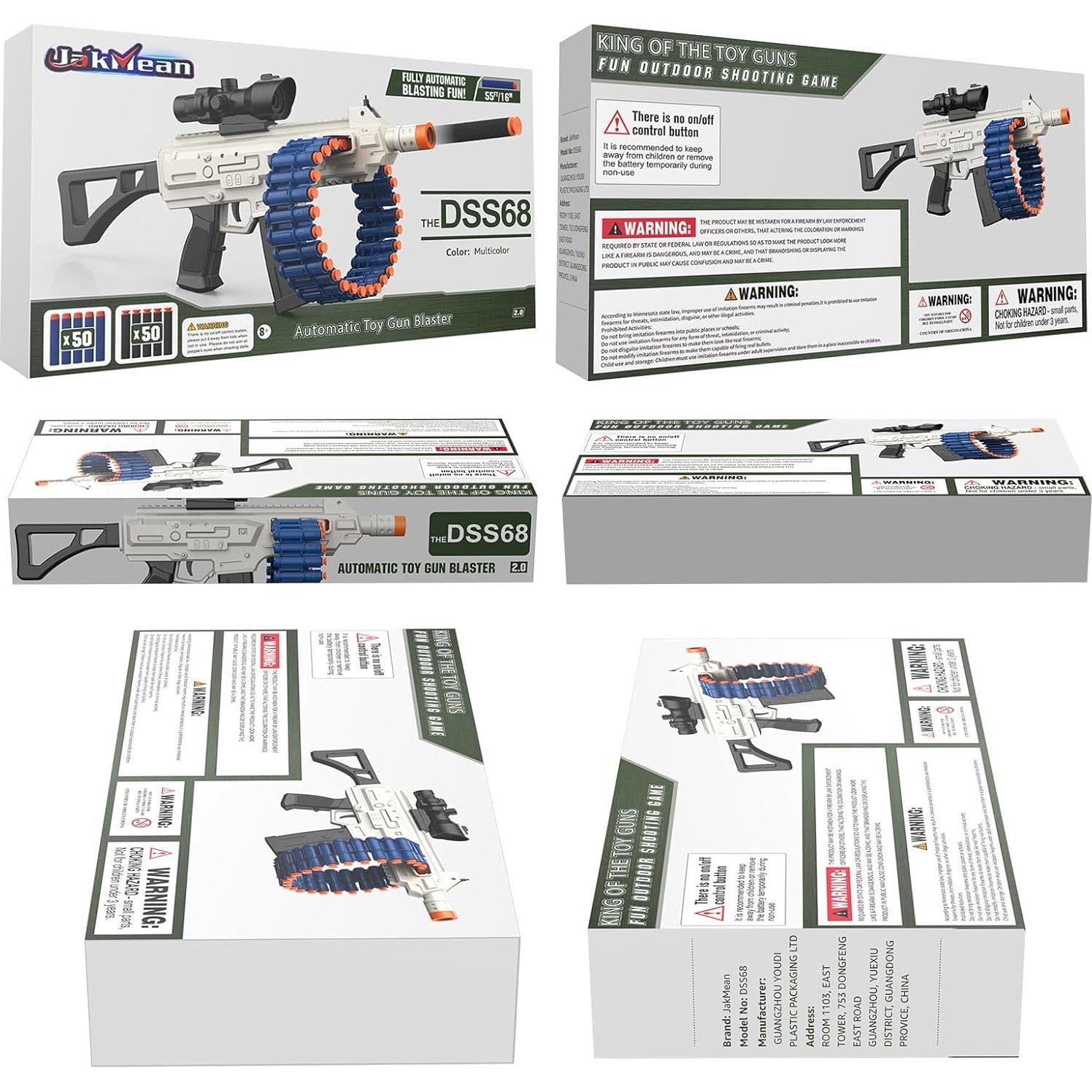 Blaster Eléctrico Automático JakMean con 100 Dardos de Espuma