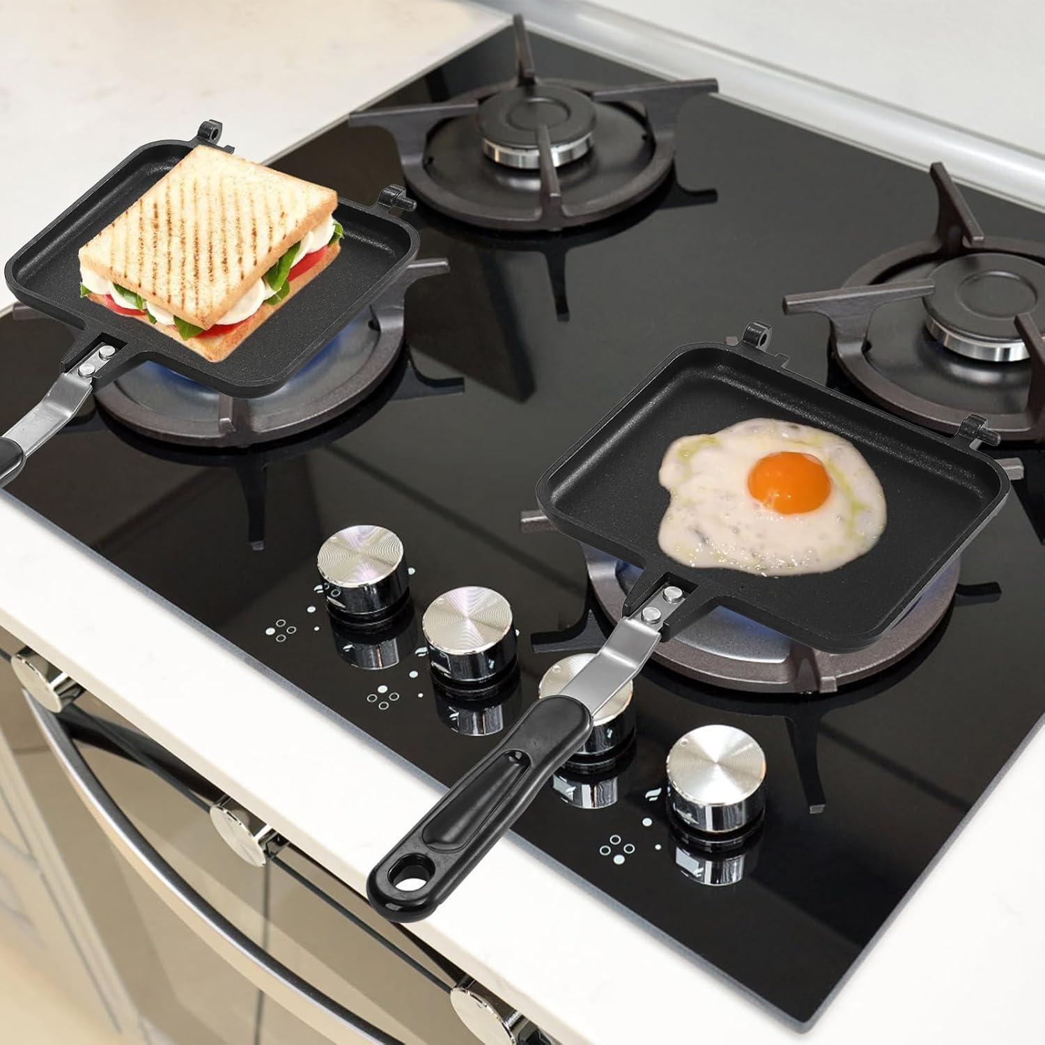 Horno de Sándwich Caliente Cididu - Sartén Antiadherente Doble Cara