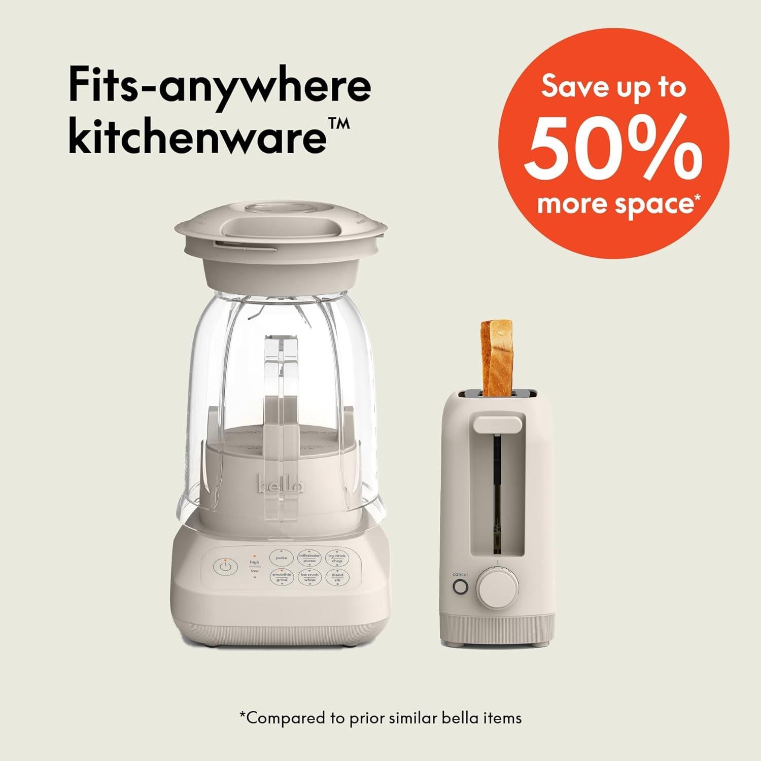 Licuadora BELLA Flip & Store 1.42L y Tostadora Slim 2 rebanadas