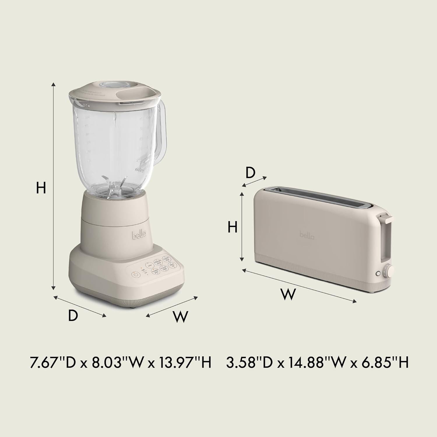 Licuadora BELLA Flip & Store 1.42L y Tostadora Slim 2 rebanadas