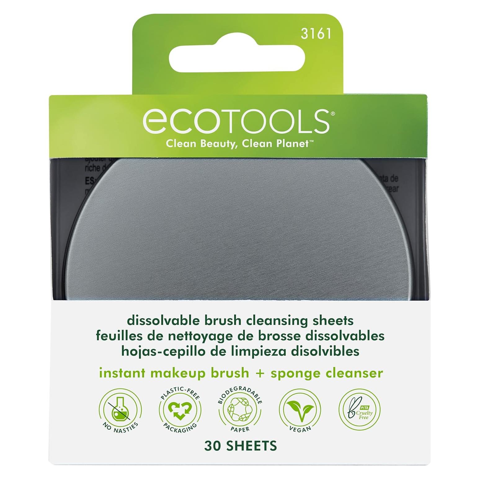 EcoTools Limpiador de Brochas y Esponjas - 30 Hojas Veganas
