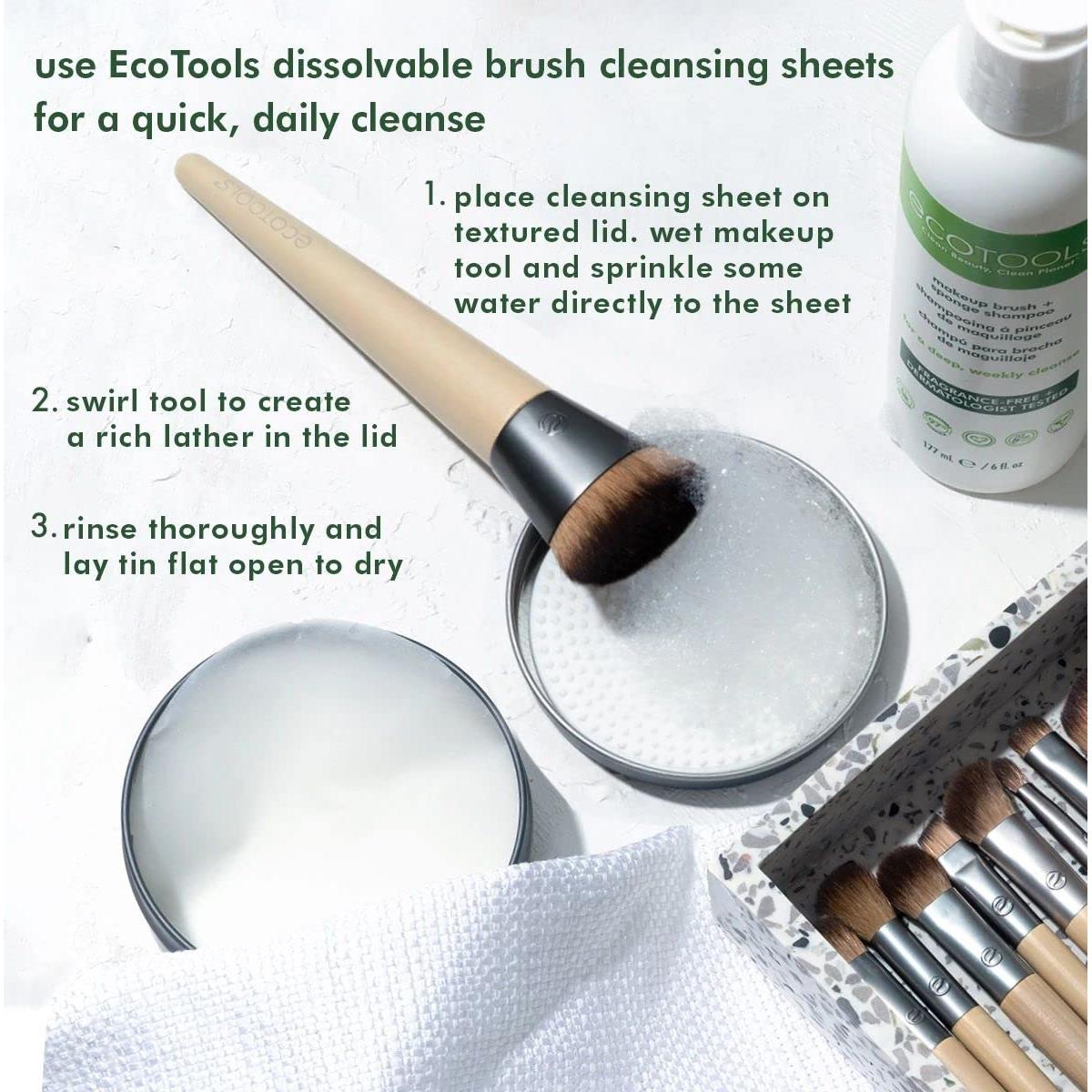EcoTools Limpiador de Brochas y Esponjas - 30 Hojas Veganas