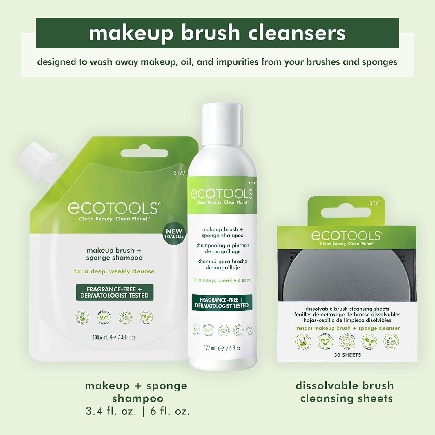 EcoTools Limpiador de Brochas y Esponjas - 30 Hojas Veganas