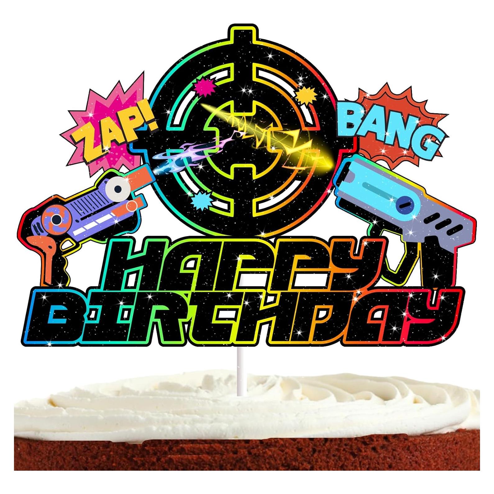 Adorno de pastel Beijiada juego láser 12,7x13,21 cm