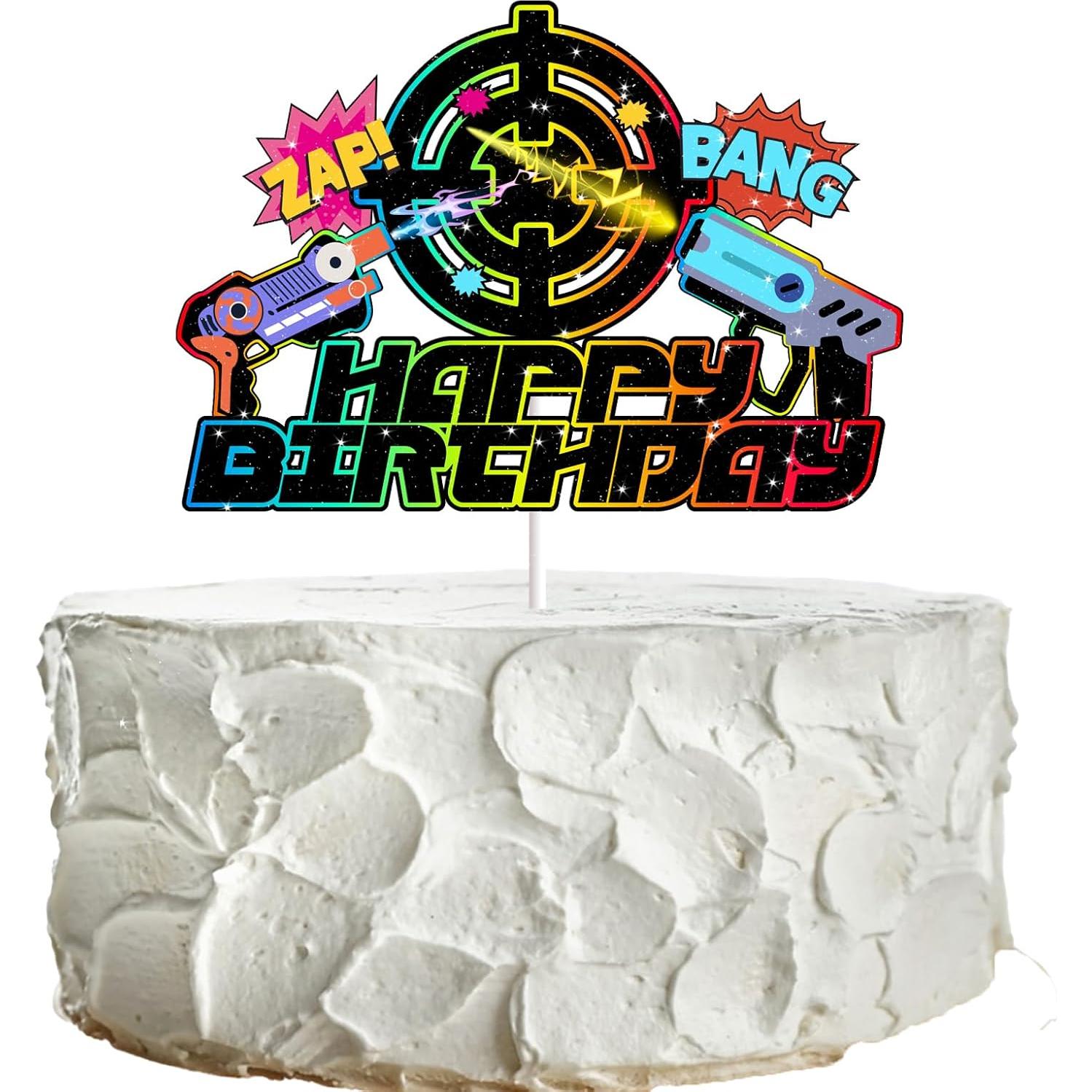 Adorno de pastel Beijiada juego láser 12,7x13,21 cm