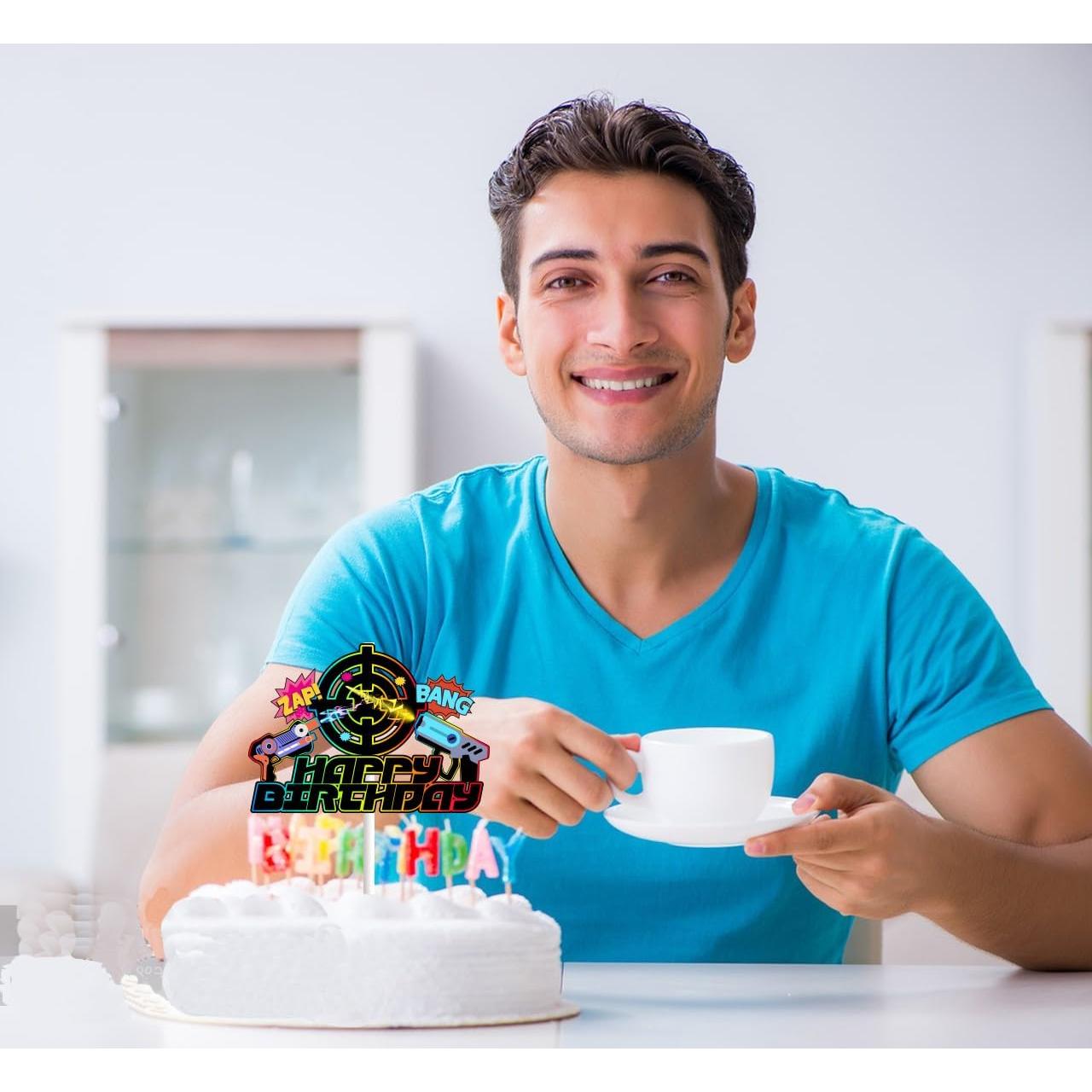 Adorno de pastel Beijiada juego láser 12,7x13,21 cm