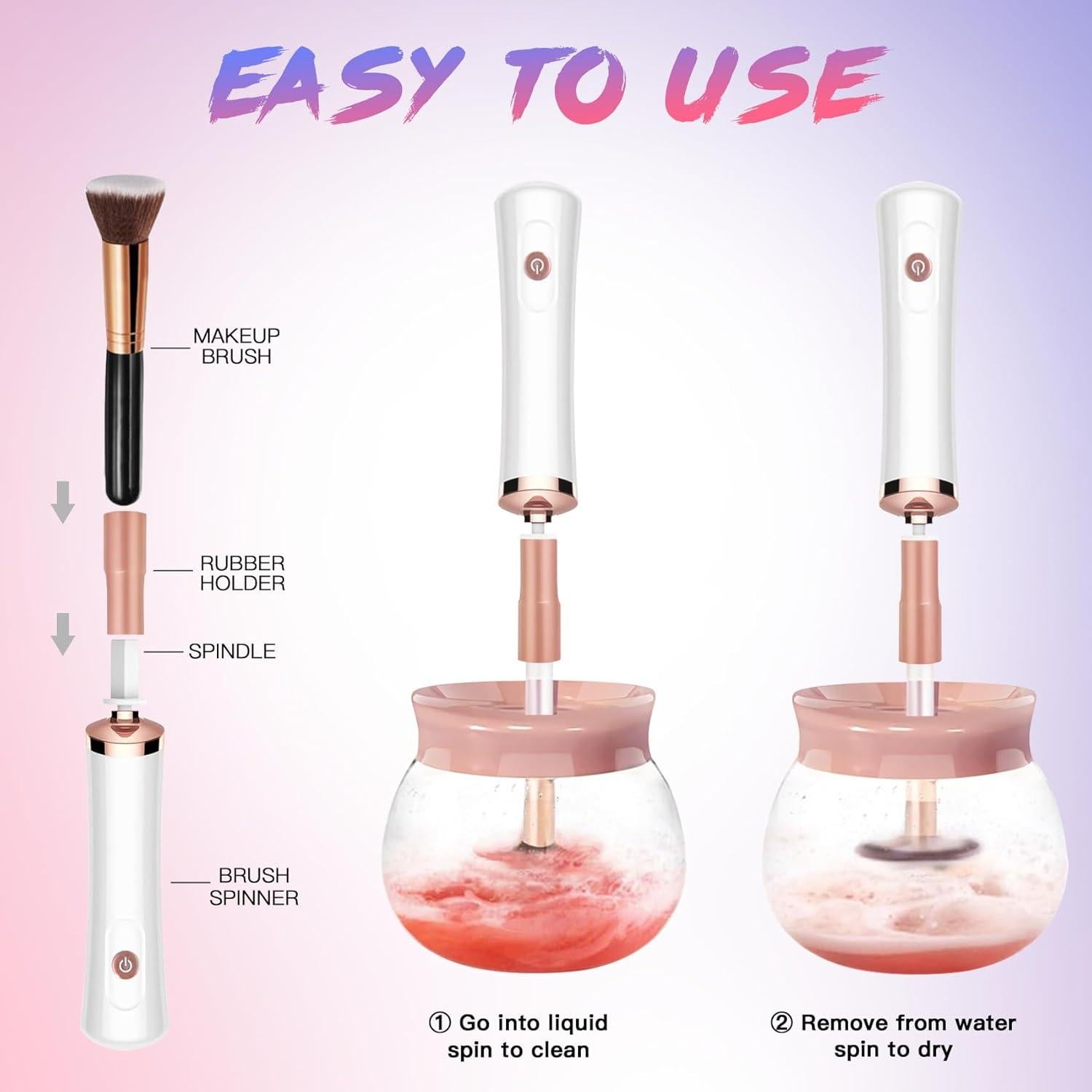 Limpiadora Automática de Brochas FEIMINI Rosa - Rápida y Eficaz