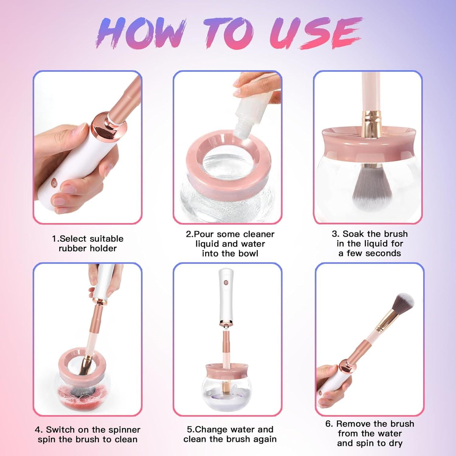 Limpiadora Automática de Brochas FEIMINI Rosa - Rápida y Eficaz