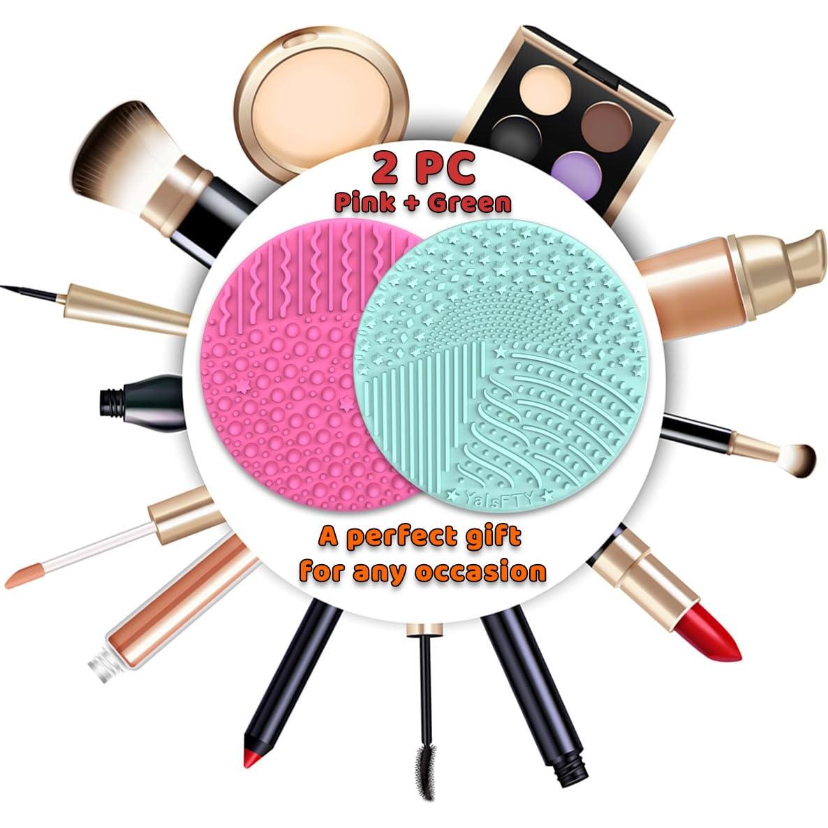 Limpiador de Brochas de Maquillaje YalsFTY Doble Cara 2 Piezas