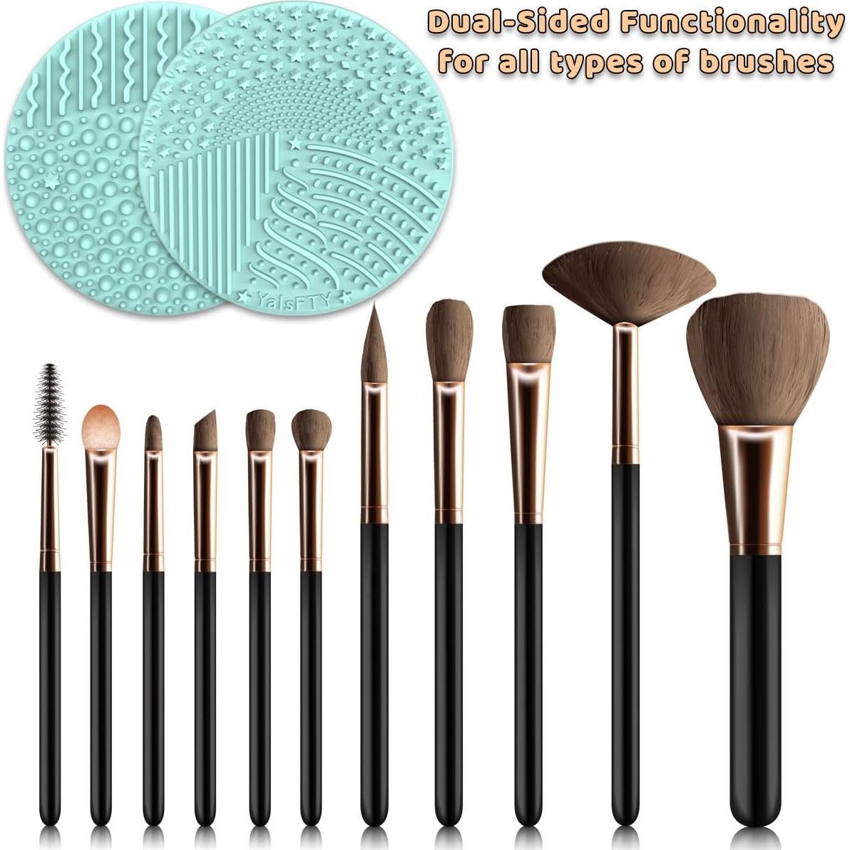 Limpiador de Brochas de Maquillaje YalsFTY Doble Cara 2 Piezas