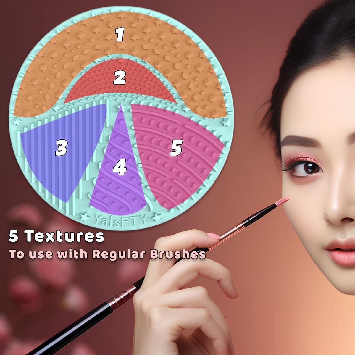 Limpiador de Brochas de Maquillaje YalsFTY Doble Cara 2 Piezas