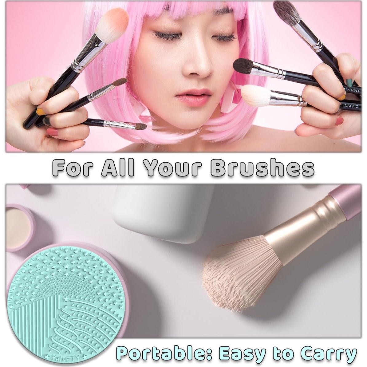 Limpiador de Brochas de Maquillaje YalsFTY Doble Cara 2 Piezas