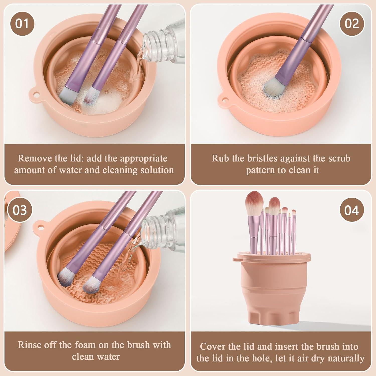 WantGor Alfombrilla Limpiadora de Brochas 3 en 1 Silicona Caqui