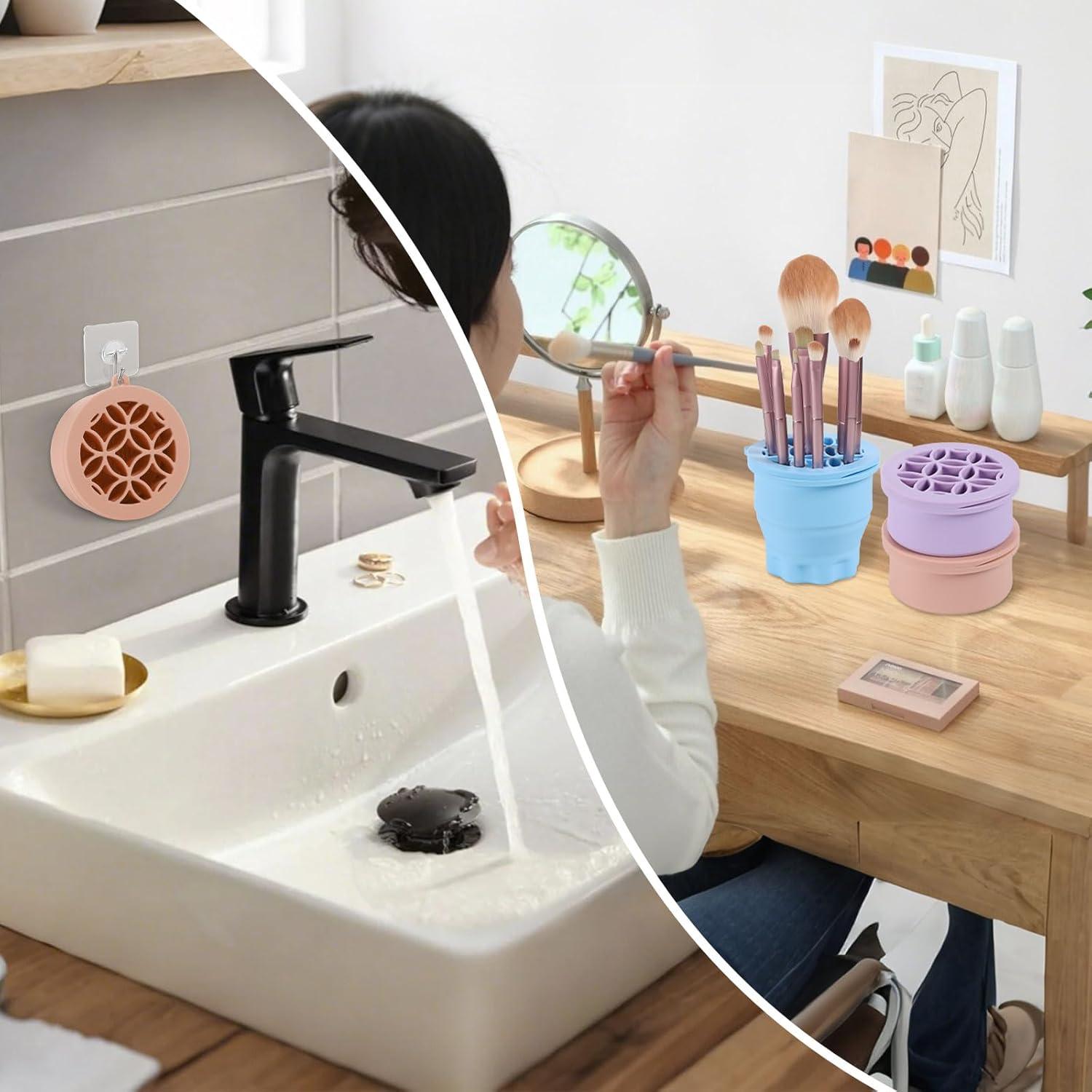 WantGor Alfombrilla Limpiadora de Brochas 3 en 1 Silicona Caqui