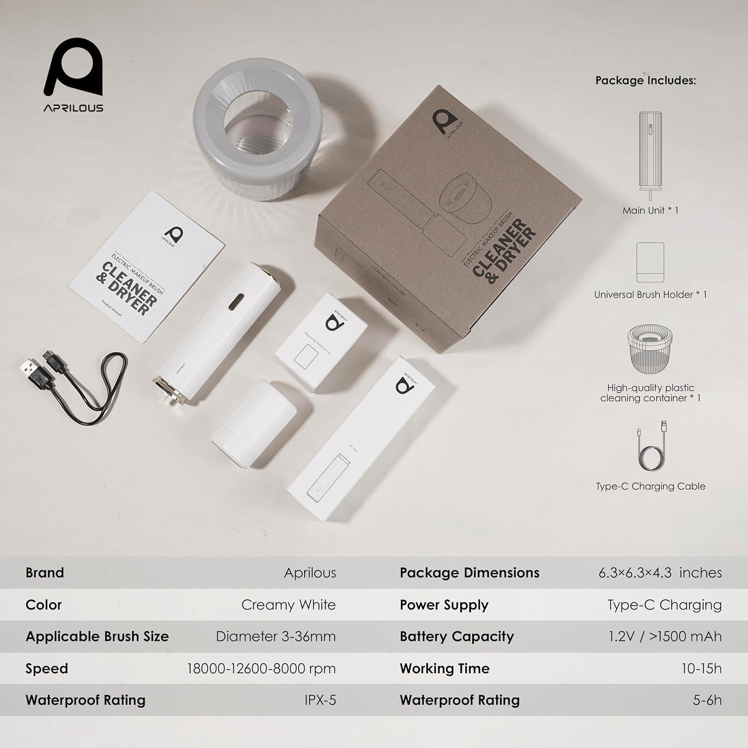Limpiador y Secador de Brochas Eléctrico Universal 1500mAh
