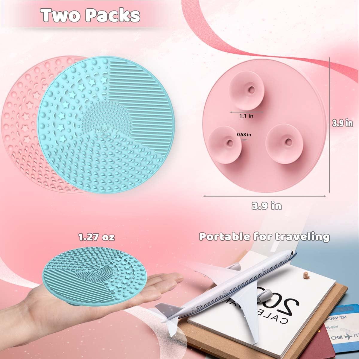 Set de 2 Alfombrillas Limpiadoras de Brochas Silicona Rosa/Azul