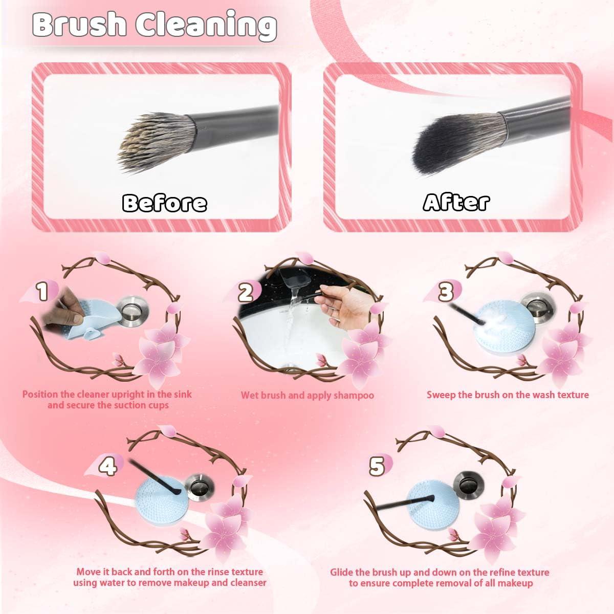 Set de 2 Alfombrillas Limpiadoras de Brochas Silicona Rosa/Azul