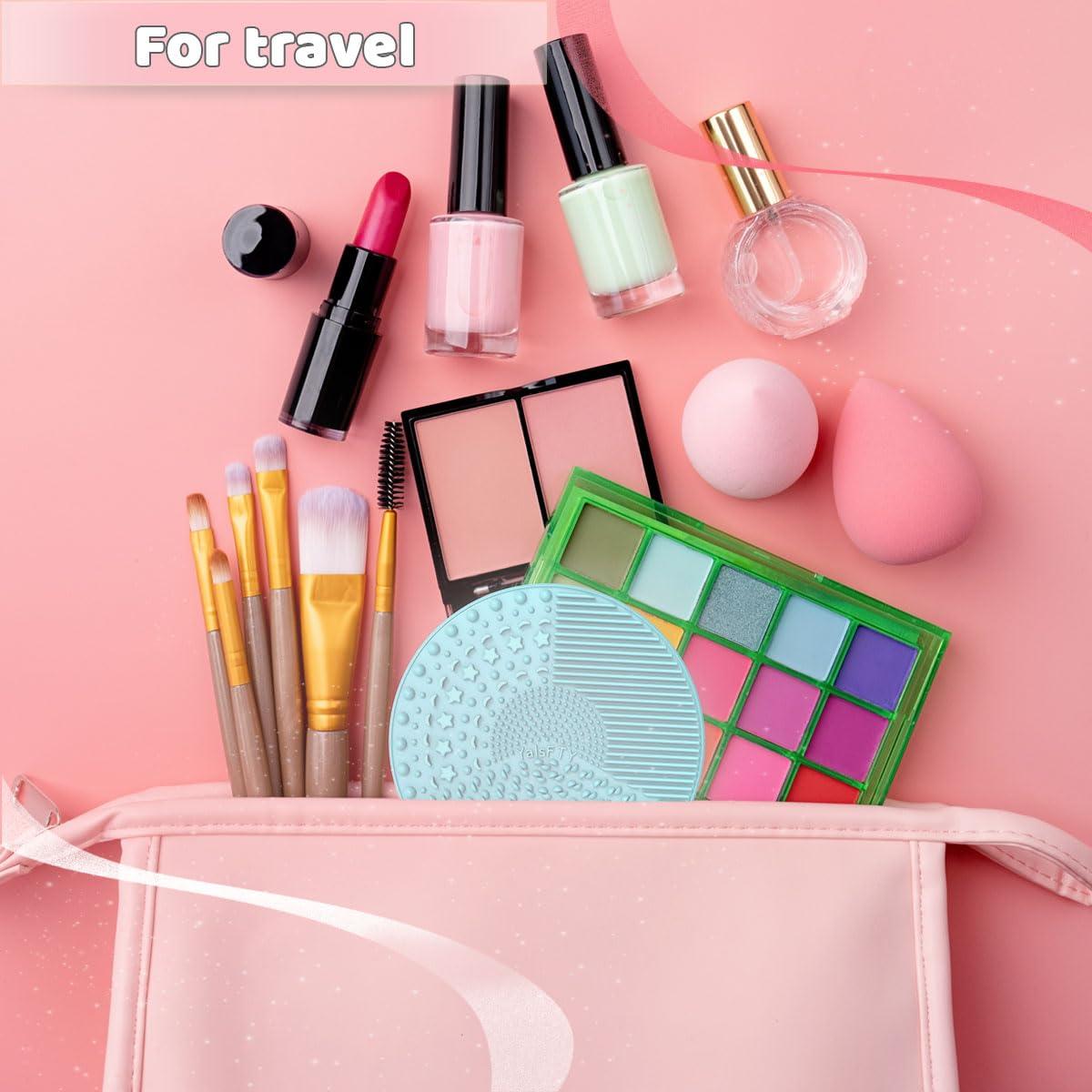 Set de 2 Alfombrillas Limpiadoras de Brochas Silicona Rosa/Azul