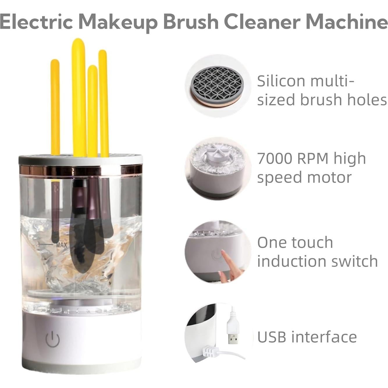 Limpiadora de Brochas de Maquillaje Eléctrica GANTTCHAGE 3-en-1