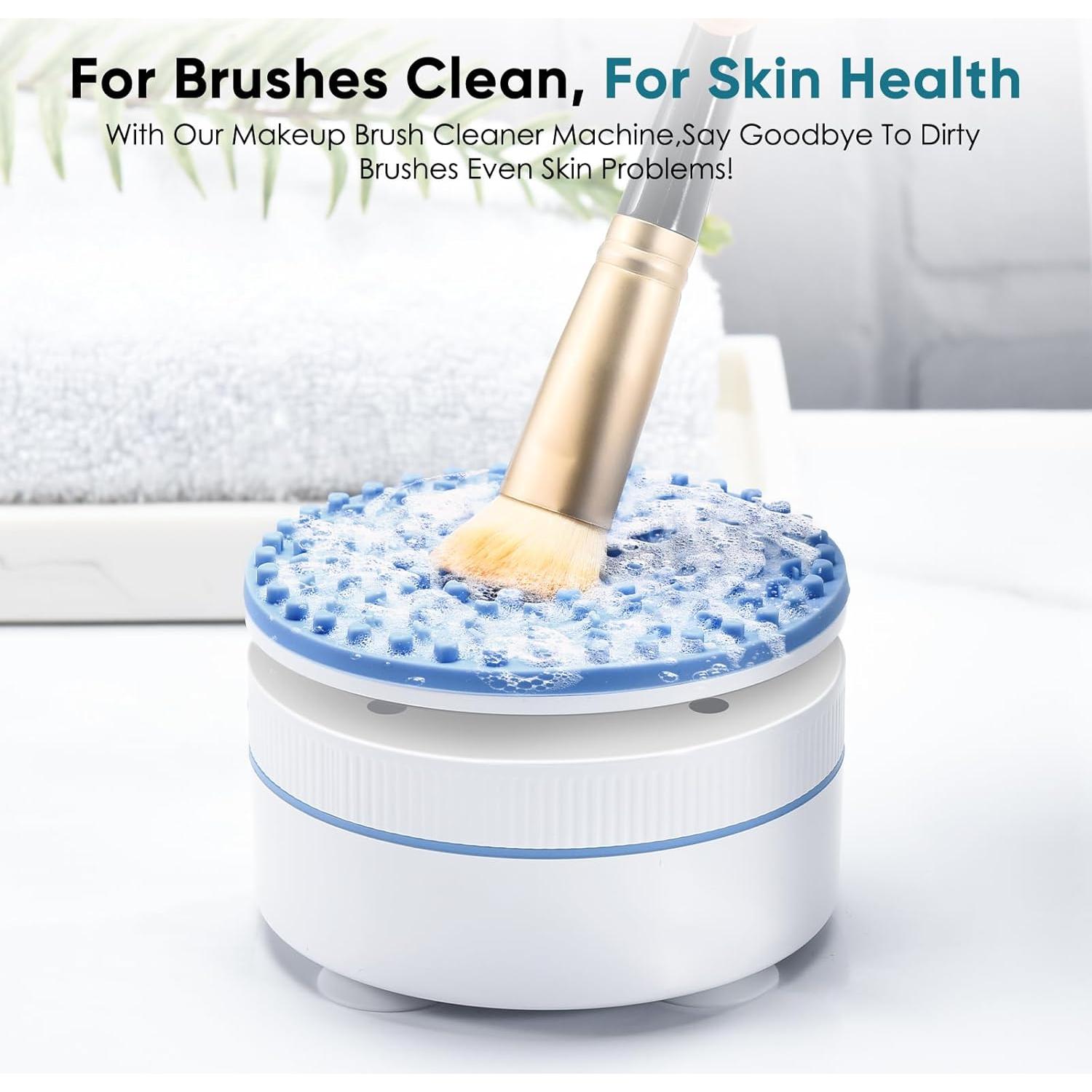 Makeup Brush Cleaner, Stocking Stuffers for Women, Moms, Teen Girls, Wife, Electric Makeup Brush Cleaner Machine Solution, Removes Residue from Makeup Brushes