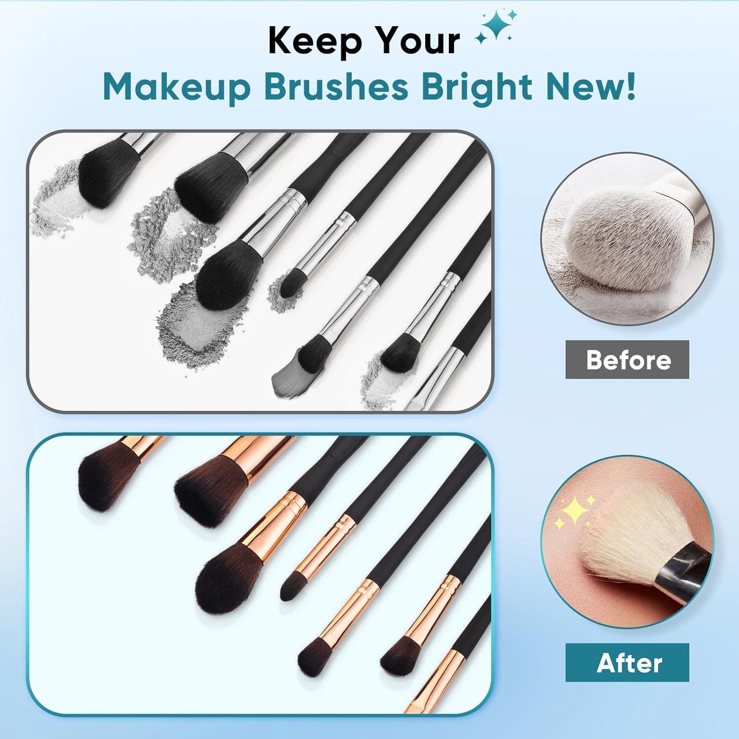 Makeup Brush Cleaner, Stocking Stuffers for Women, Moms, Teen Girls, Wife, Electric Makeup Brush Cleaner Machine Solution, Removes Residue from Makeup Brushes