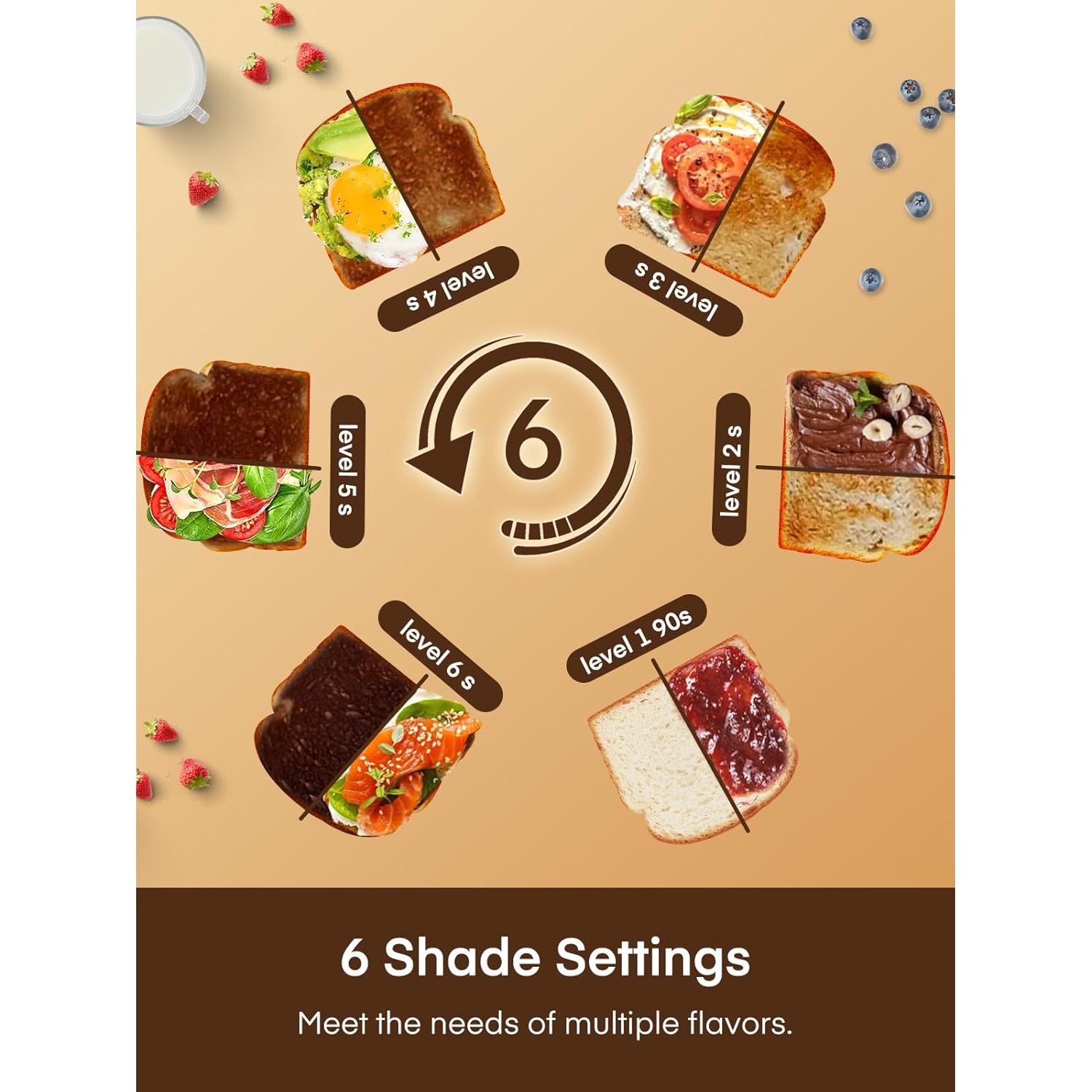 Tostadora Digital FOHERE de 4 Rebanadas Acero Inoxidable 1400W