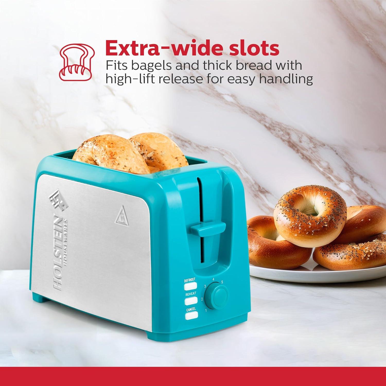 Tostadora Eléctrica 2 Rebanadas Holstein Verde Teal Acero Inoxidable